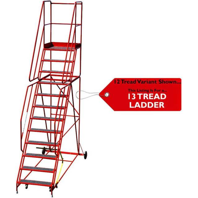 13 Tread HEAVY DUTY Mobile Warehouse Stairs Anti Slip Steps 3.93m Safety Ladder