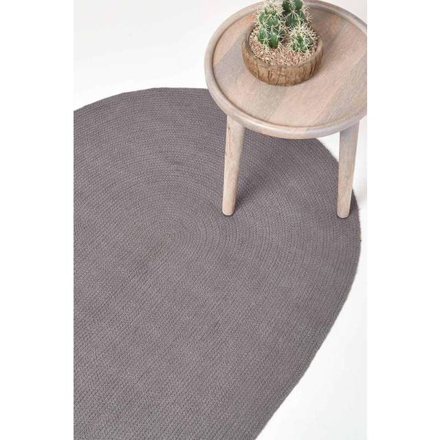 Homescapes Grey Handmade Woven Braided Round Rug, 120 cm