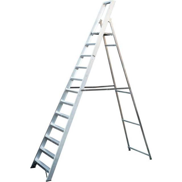2.6m Aluminium Platform Step Ladders -12 Tread-4.2m Work Height HEAVY DUTY Steps