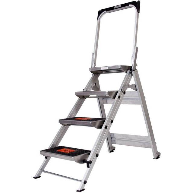 0.9m PREMIUM TRADE Folding Step Ladders 4 Tread Anti Slip Aluminium Safety Steps