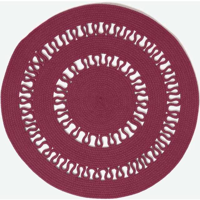 HOMESCAPES Plum Crochet Braided Rug 90cm Round - Purple