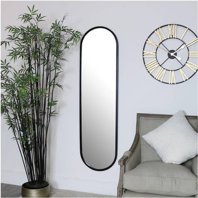 Large Black Oval Mirror 42cm x 156cm Material: Mirrors