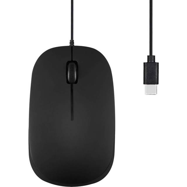Perixx PERIMICE-201C USB-C kabelansluten optisk mus med 3 knappar, scrollhjul, 800 DPI, matt svart