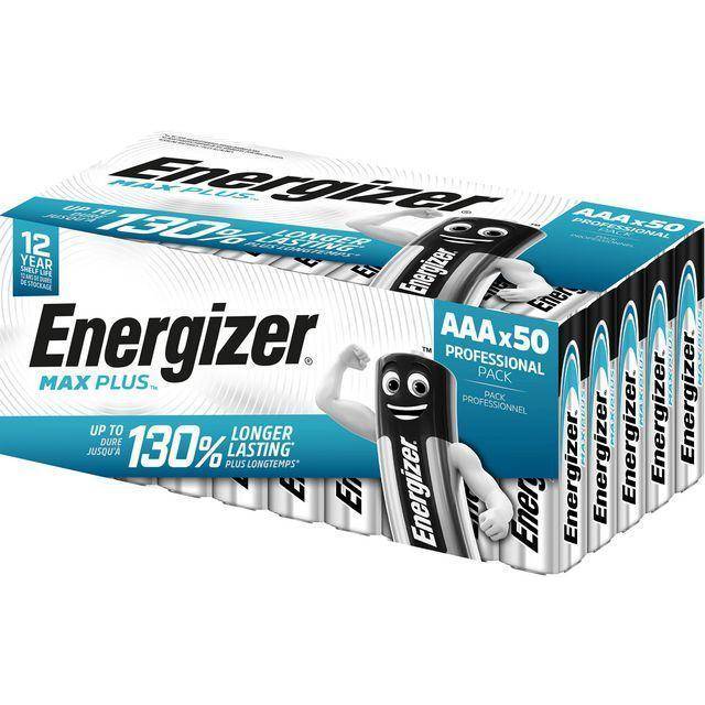 Energizer Max Plus AAA Alkaline Batteries (Pack of 50) E303865600