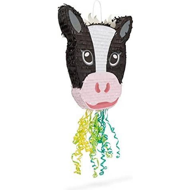 BLUE PANDA Pull String Cow Pinata for Farm Birthday Party Decorations  Girls and Boys Baby Shower Supplies (Small  16.5 x 13 x 3 In)