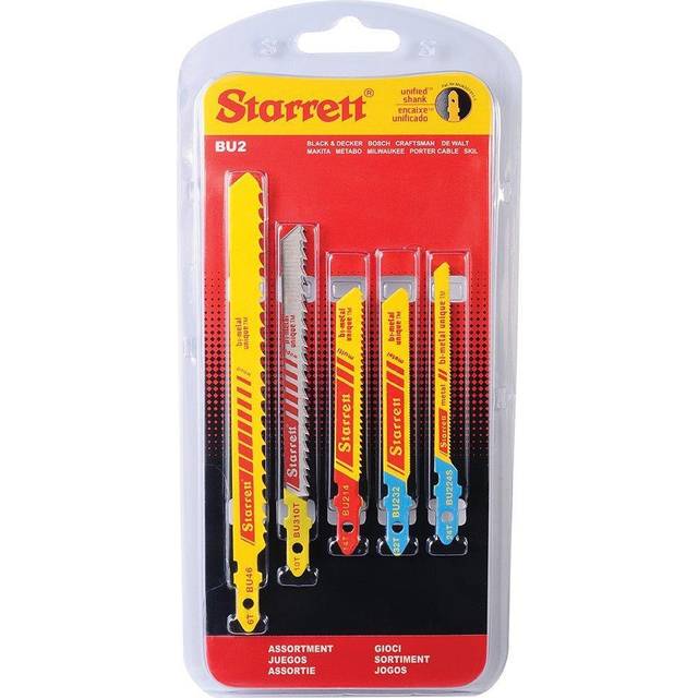 Multi-Purpose Cutting Jigsaw Blades Kit - 5 Pieces BU2 Unified Shank Bi-Metal Straight Cuts Saw Blade Set for Wood Metal and Plastic - Compatible With