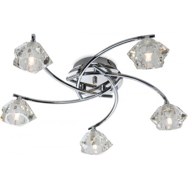 Firstlight Clara Contemporary Style 5-Light Flush Ceiling Light in Chrome and Clear Glass