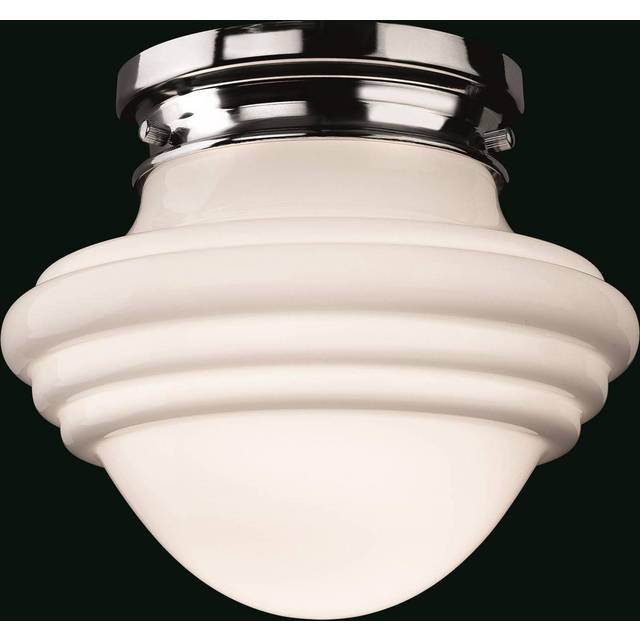 Firstlight 4944CH Art Deco Flush Ceiling Light In Chrome And Opal White Glass