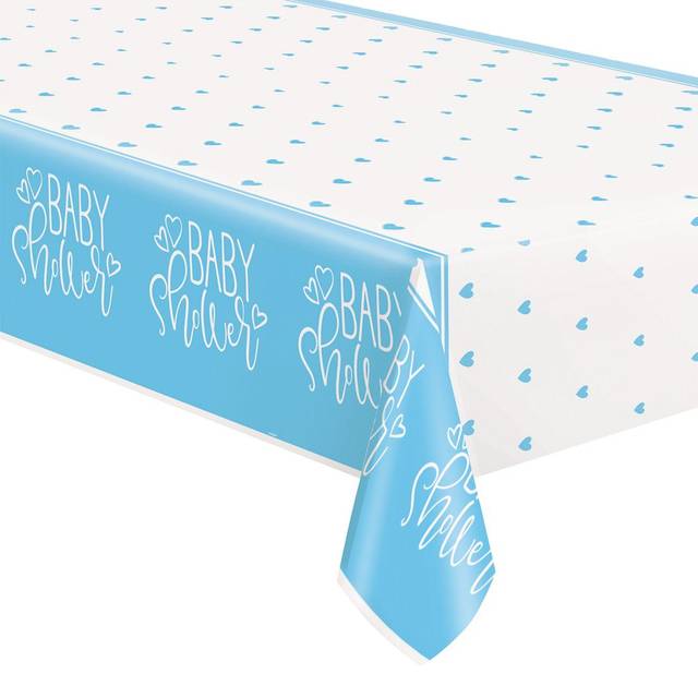 Blue Hearts Baby Shower - Plastic Tablecover
