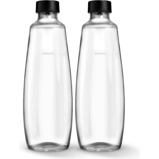 SodaStream Bipack glasflaska på 1 liter, svart, 10x19,5x29 (endast kompatibel med SodaStream DUO kolvvattenmaskin)