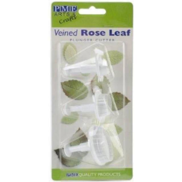 Veined Rose Leaf Plunger Cutter Set Of 3 - Pink