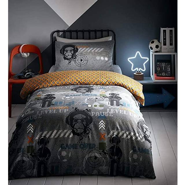 Gamer Single Duvet Cover Fully Reversible Glow In The Dark Quilt Cover Set Teenagers Kids Bedlinen Bedding Set