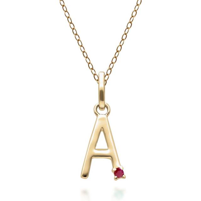 Initial Ruby Letter Necklace In 9ct Yellow Gold