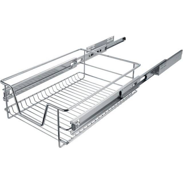Tectake - Drawer with Telescopic Runners - chrome finish, adjustable width, with full extension - drawer slides, kitchen drawer runners, metal drawer