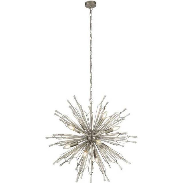 Searchlight 86388CC Starburst 8 Light Satin Silver Pendant Clear Glass