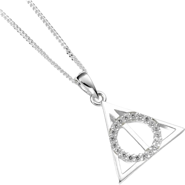 Harry Potter Sterling Silver Crystal Necklace Deathly Hallows