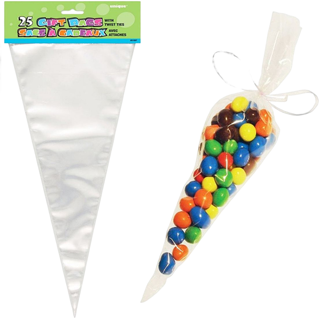 Unique Party Triangle Cone Gift Bags (Pack of 25)