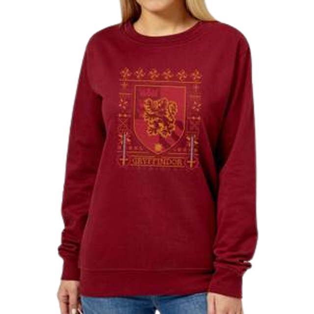 Harry Potter Gryffindor Crest Christmas Jumper - Burgundy - L