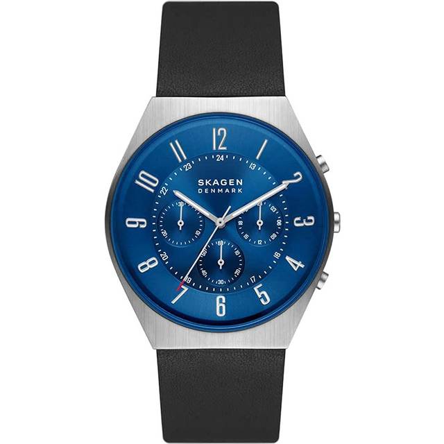 Skagen men's watch chronograph wrist watch grenen leather skw6820