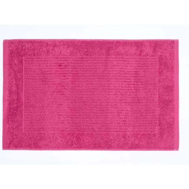 Homescapes Raspberry Pink Imperial Subtle Stripe Turkish Cotton Bath Mat, 50 x 80 cm, Machine Washable, Soft and Super Absorbent, Non-Slip Reverse