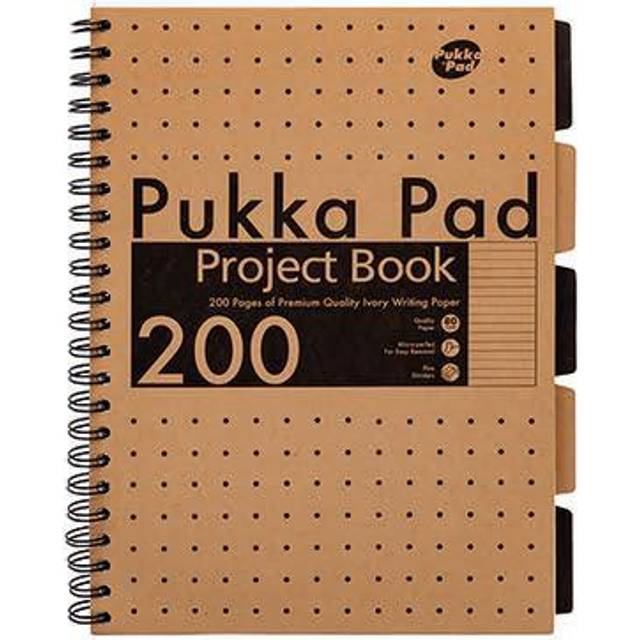 Pukka Kraft Project Book A4 Wire Kraft Card Cream Perforated 200 Pages 250