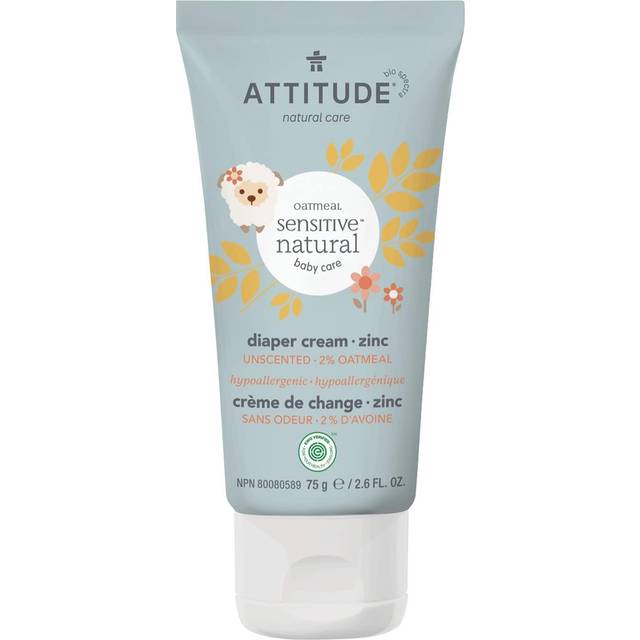 ATTITUDE Diaper Cream with Zinc & Oatmeal for Baby with Sensitive Skin  Unscented  Plant & Mineral-Based  Dermatologically Tested Vegan and Cruelty-Fr