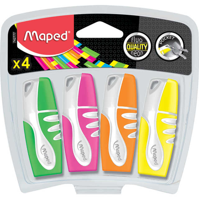 Maped Fluo'Peps Pocket Soft highlightere x4 På lager Leveres mandag