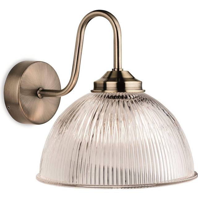 Firstlight Ashford Classic Style Wall Light in Antique Brass and Clear Ribbed Glass