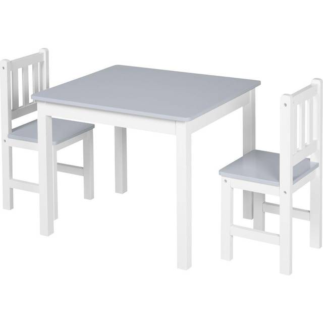 Kids Table and 2 Chairs Set 3 Pieces Toddler Multi-usage Desk for Indoor Arts & Crafts Study Rest Snack Time Easy Assembly Grey | TJ Hughes