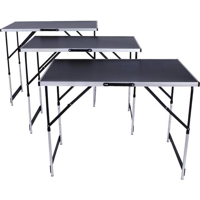 Folding Table Trestle Camping Party Picnic BBQ Stall Garden Indoor Outdoor - black