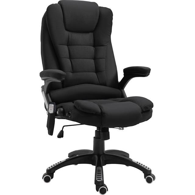 Vinsetto Massage Recliner Chair Heated Office Chair With Six Massage Points Linen-feel Fabric 360° Swivel Wheels Black