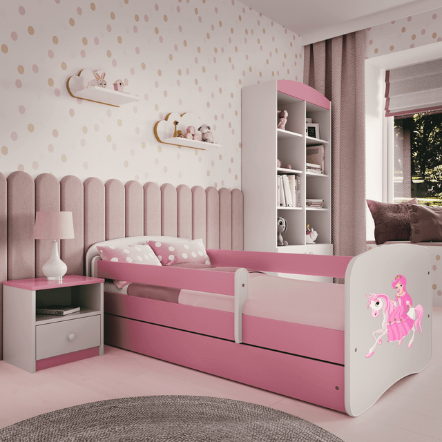 Kocot Kids Barnsäng - Babydreams Rosa - Princess On Horse Med Låda Och Madrass 180x80 Cm