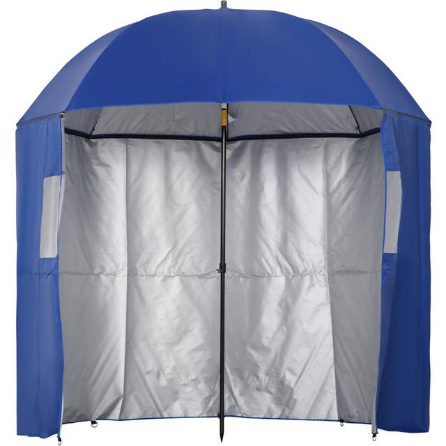 Outsunny 3m Cantilever Banana Parasol Hanging Umbrella with Double Roof,LED - Black