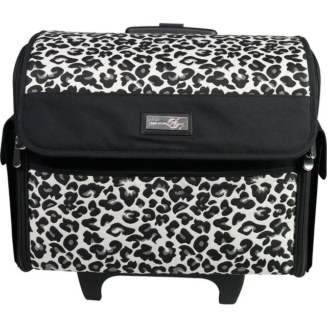 Everything Mary Collapsible Cheetah Print Rolling Sewing Machine Tote - Sewing Machine Case Fits Most Standard Brother & Singer Sewing Machines  Sewin