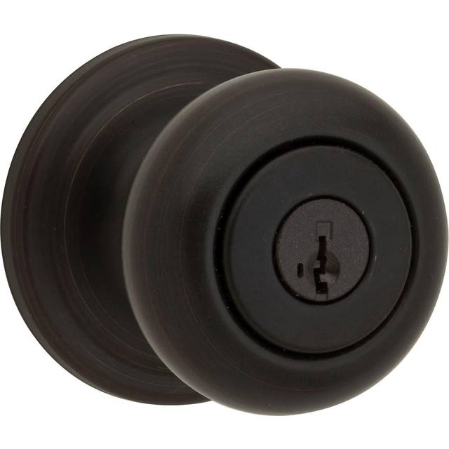 Kwikset Signature Series Juno Polished Brass Steel ANSI/BHMA Grade 2 Entry Lockset 1-3/4 in.
