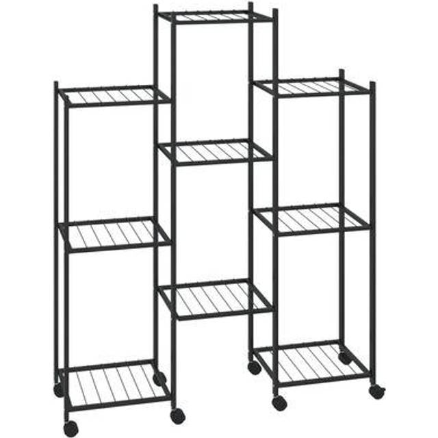 vidaXL Flower Stand with Wheels 83x25x103.5 cm Black Iron
