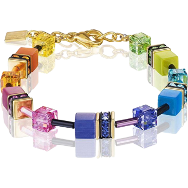 Coeur de Lion GeoCUBE Bracelet in Gold &amp; Rainbow Multicolours