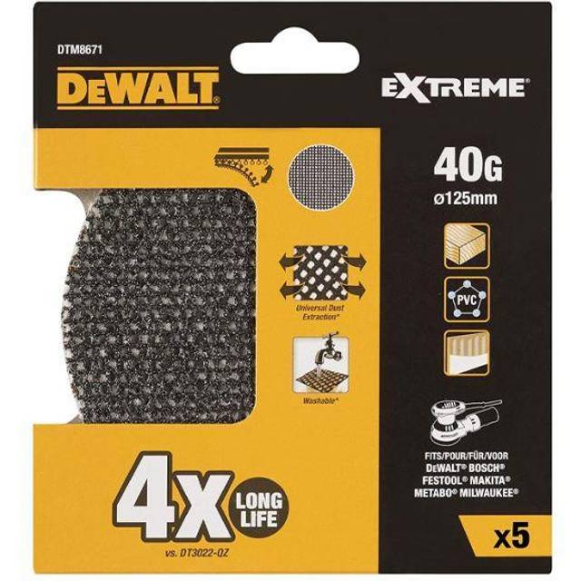 DeWalt Mesh Sanding Disc 125mm 40 Grit (5 Pack) Silicone Carbide
