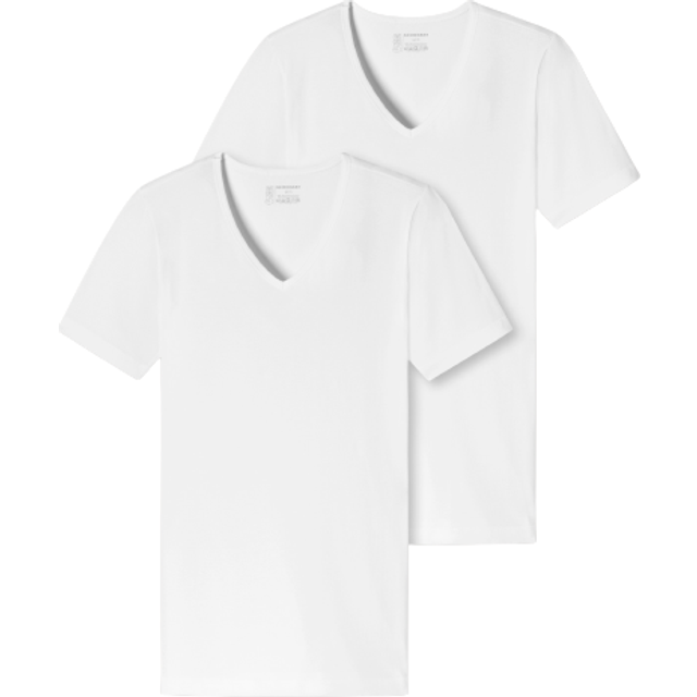 Schiesser Herren 2 PACK Unterhemd V-Ausschnitt mit Arm Bio Baumwolle - 95/5 Organic