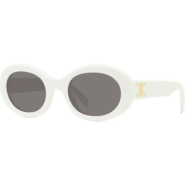 Celine CL40194U Unisex Oval Sunglasses, Ivory/Grey