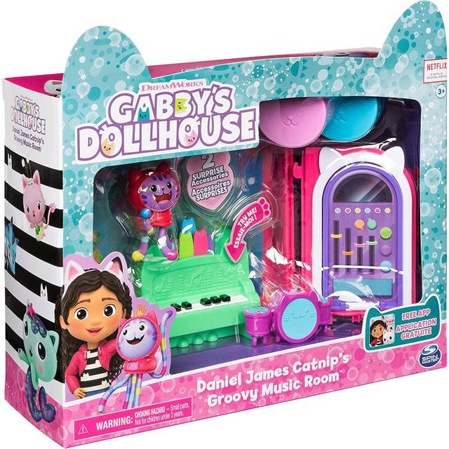 Gabby?s Dollhouse, Groovy Music Room with Daniel James Catnip Figure, Accessories, 2 Furniture Pieces and 2 Surprise Accessories, Kids? Toys for Ages