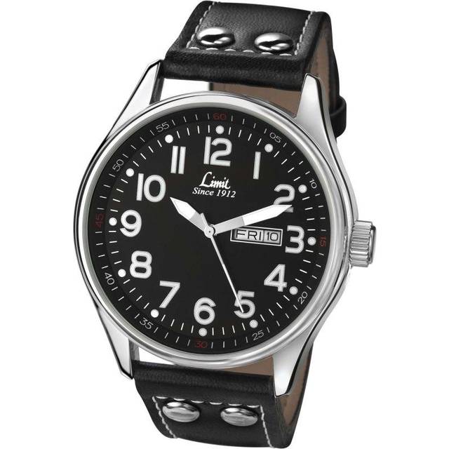 Limit Men's Pilot Black Dial Black Polyurethane Strap Watch