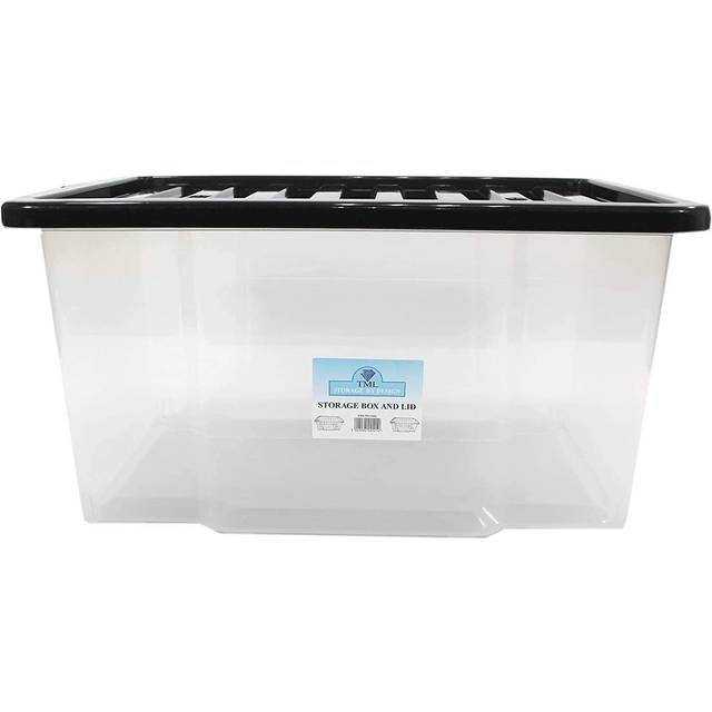 Plastic Storage Box 50 Litres Large - Clear & Black by TML