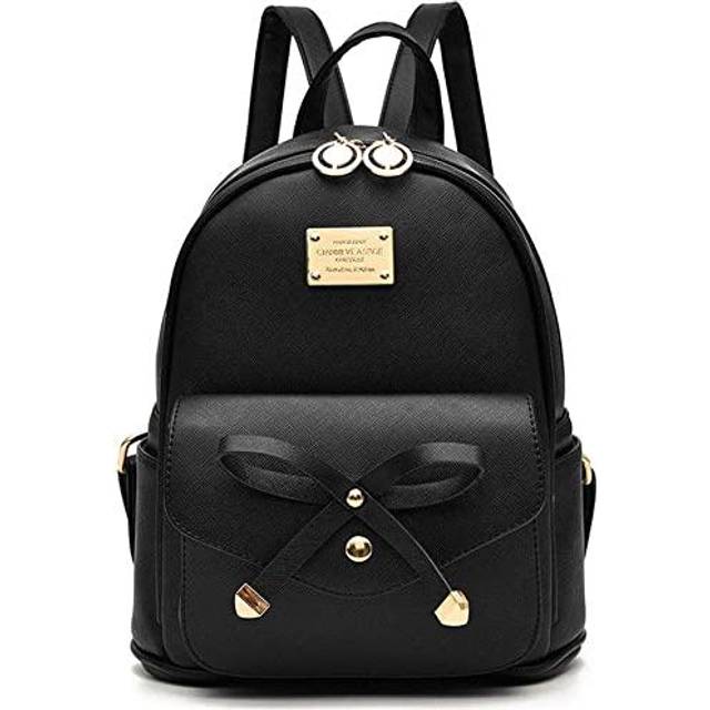 I IHAYNER Girls Bowknot Cute Leather Backpack Mini Backpack Purse for Women Beige