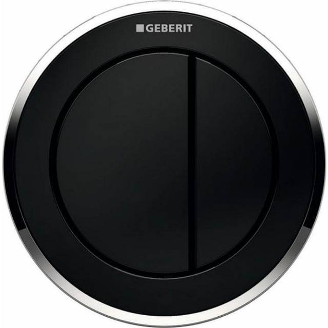 Geberit Type 10 Pneumatic Dual Flush Button - Furniture Actuator - Black / Gloss Chrome (116.057.KM.1)