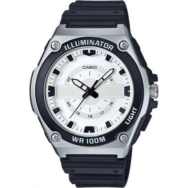 Casio MCW-100H-7A Men's Chronograph Watch - White Dial, Black Resin Band