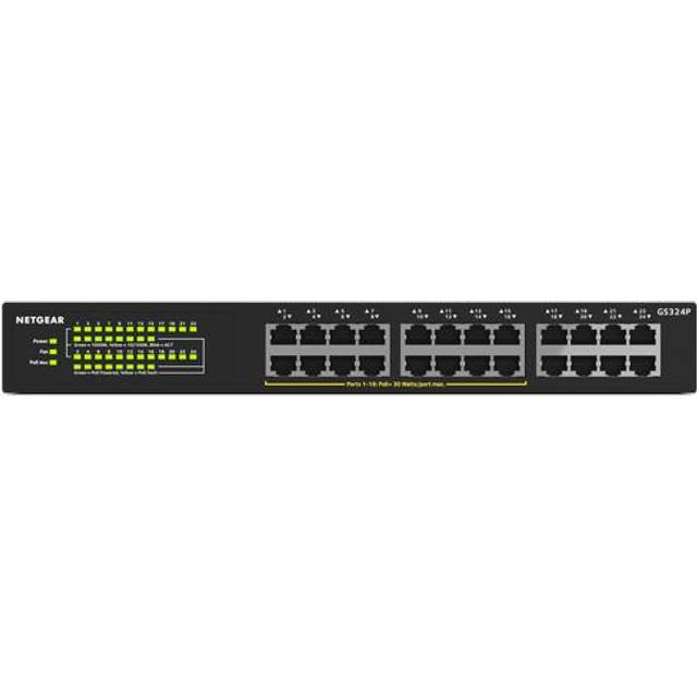 NETGEAR GS324P Unmanaged Gigabit Ethernet (10/100/1000) Power over Ethernet (PoE) 1U Black