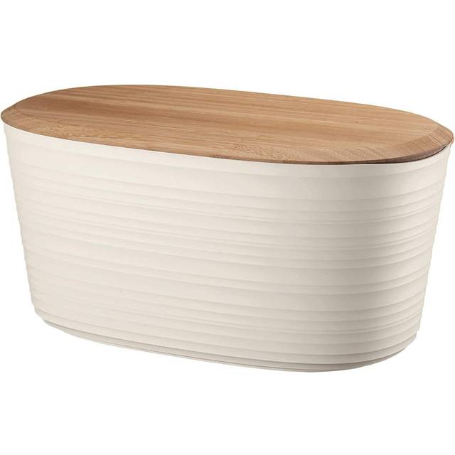 BREAD BIN WITH BAMBOO BREADBOARD TOP "TIERRA" - Milk White