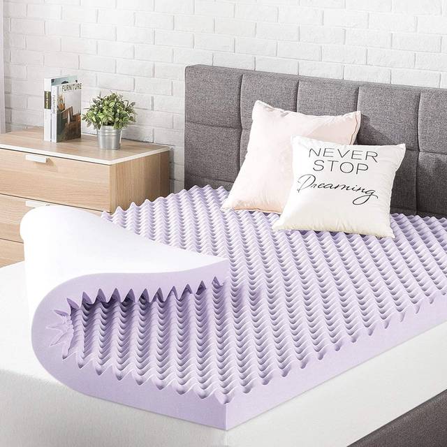 Mattress 3 Inch Egg Crate Memory Foam Mattress Topper with Soothing Lavender Infusion CertiPUR-US Certified Queen