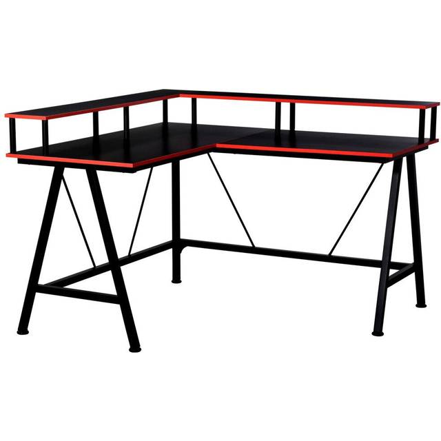 HOMCOM L-Shape Gaming Corner Desk Computer Table w/ Monitor Shelf Workstation